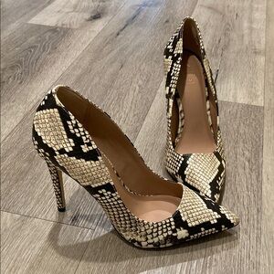 Call it Spring Faux Snake Skin Heels 3.5”